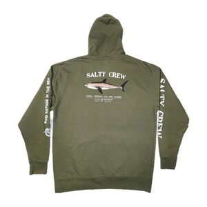 Salty Crew Men's XXL Olive Green Shark Graphic Pullover Hoodie